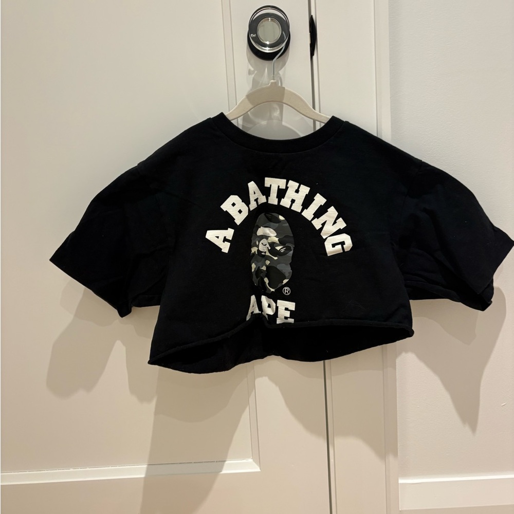 Bape Black Cropped Short Sleeve Tee